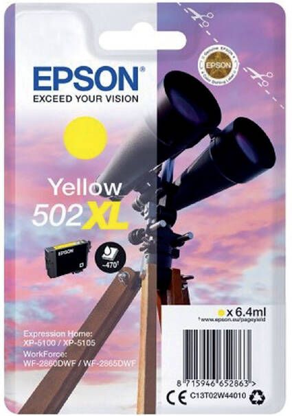 Epson inktcartridge 502XL 470 pagina&apos;s OEM C13T02W44010 geel