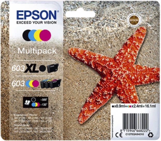 Epson Inktcartridge 603 T03A9 zwart XL+ 3 kleuren