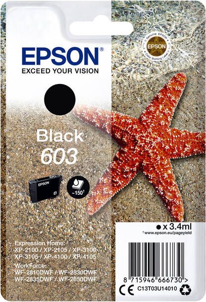 Epson Singlepack Black 603 Ink (C13T03U14010)