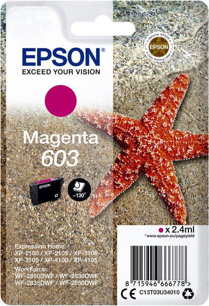 Epson inktcartridge 603 130 pagina&apos;s OEM C13T03U34010 magenta