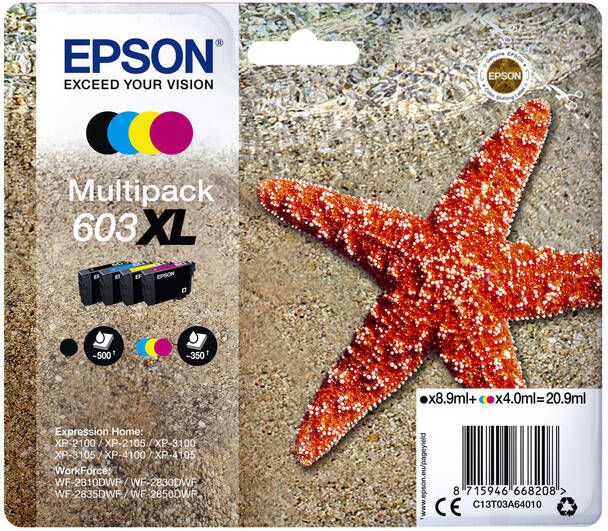 Epson Inktcartridge 603XL T03A6 zwart + 3 kleuren