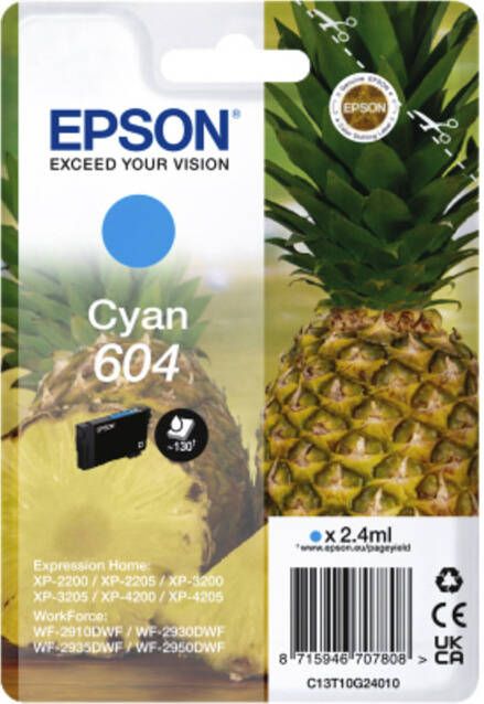 Epson inktcartridge 604 130 pagina&apos;s OEM C13T10G24010 cyaan