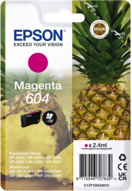Epson inktcartridge 604 130 pagina&apos;s OEM C13T10G34010 magenta