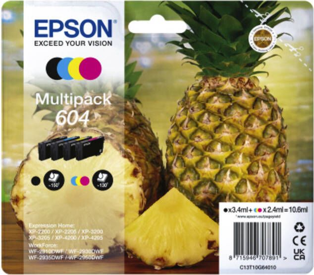 Epson inktcartridge 604 130 150 pagina&apos;s OEM C13T10G64010 4 kleuren