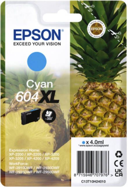 Epson inktcartridge 604 XL 350 pagina&apos;s OEM C13T10H24010 cyaan