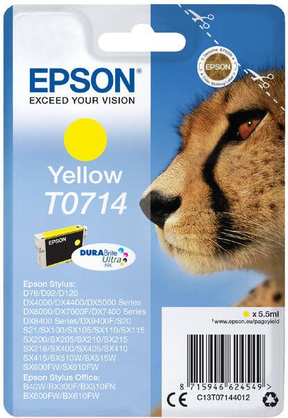 Epson inktcartridge T0714 415 pagina&apos;s OEM C13T07144012 geel