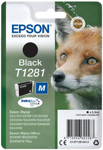 Epson Fox Singlepack Black T1281 DURABrite Ultra Ink (C13T12814012)