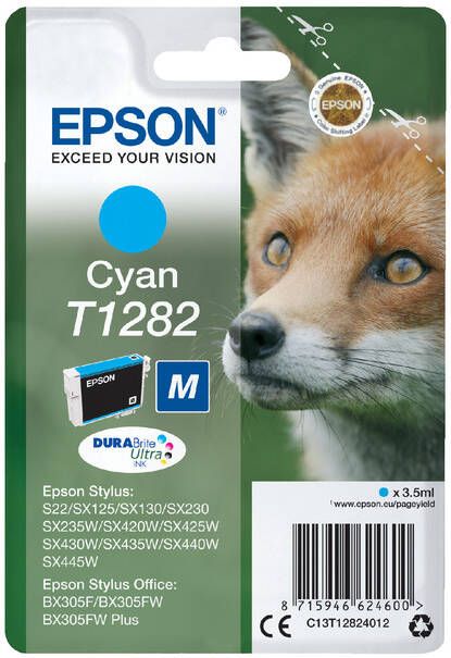 Epson Fox Singlepack Cyan T1282 DURABrite Ultra Ink (C13T12824012)