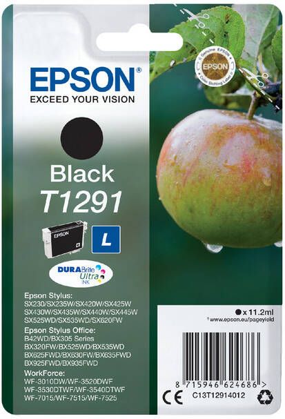 Epson inktcartridge T1291 380 pagina&apos;s OEM C13T12914012 zwart