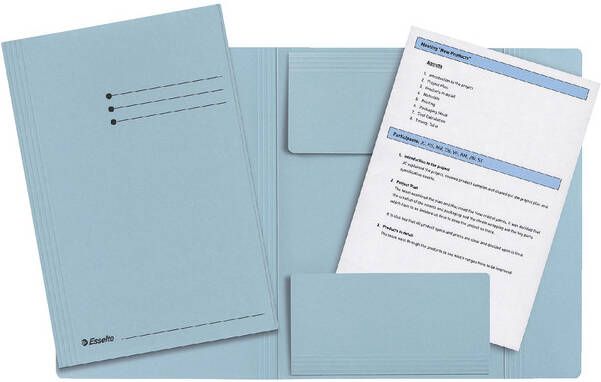 Esselte Dossiermap folio 3 kleppen manilla 275gr blauw - Foto 2