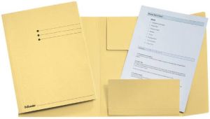 Esselte Dossiermap folio 3 kleppen manilla 275gr geel
