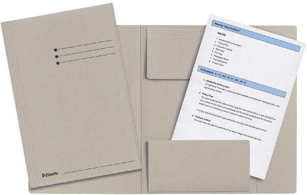 Esselte Dossiermap folio 3 kleppen manilla 275gr grijs