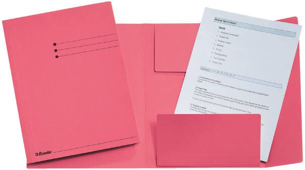 Esselte Dossiermap folio 3 kleppen manilla 275gr roze