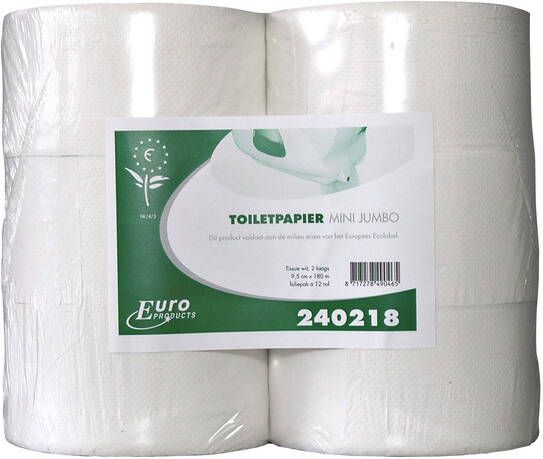 Euro Products Toiletpapier Q5 mini jumbo 2l recycled 180m wit 240218