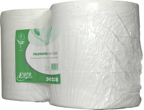 Europroducts toiletpapier Maxi Jumbo 2-laags 380 meter eco pak van 6 rollen