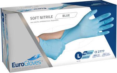 Office Handschoen Eurogloves nitril L blauw 100 stuks - Foto 2