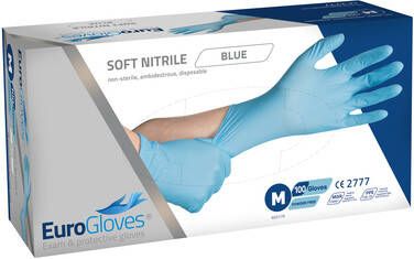 Office Handschoen Eurogloves nitril M blauw 100 stuks - Foto 1