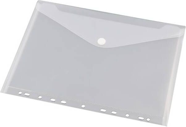 HF2 Enveloptas A4 voorzien van een perforatierand met 11 gaten en een velcrosluiting. Geschikt voor 2- en 4 ringsbanden. Het materia