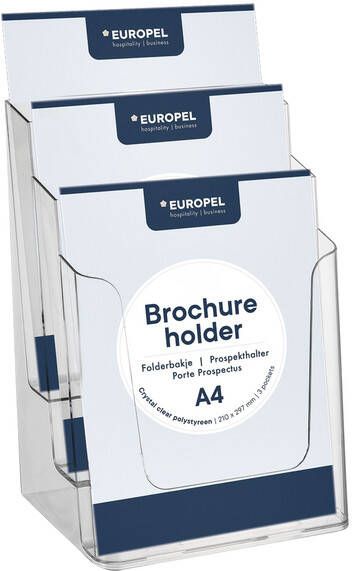 Europel Folderhouder 3 vaks A4 transparant