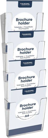 Europel Folderhouder 4 x A4 wand staand koppelbaar transparant