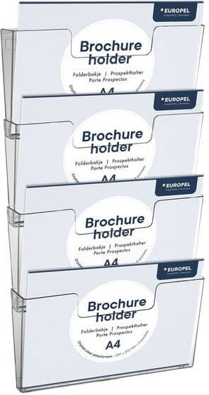 Europel Folderhouder OPUS 2 A4 wand liggend koppelbaar transparant