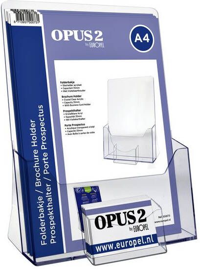 Europel Folderhouder OPUS 2 A4 met visitekaarthouder transparant