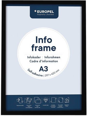 Europel Infokader zelfklevend A3 zwart