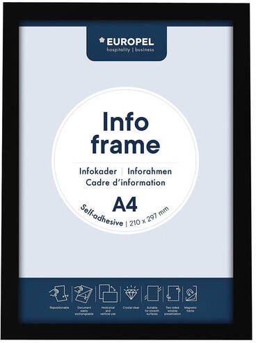 Europel Infokader zelfklevend A4 zwart