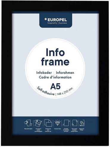 Europel Infokader zelfklevend A5 zwart