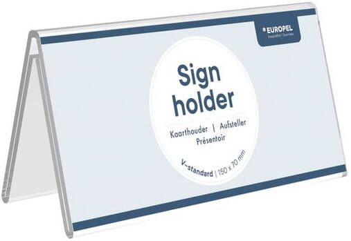 Europel Tafelnaambord OPUS 2 V-standaard 210x100mm acryl