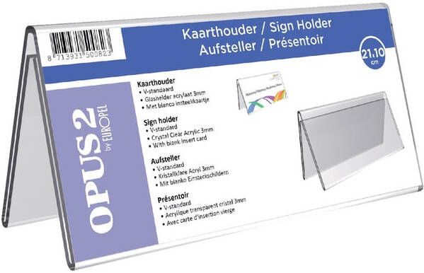 Europel Tafelnaambord OPUS 2 V-standaard 210x100mm acryl