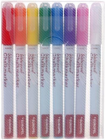 Europel Krijtstift watervast 1-3mm assorti etui 8 stuks