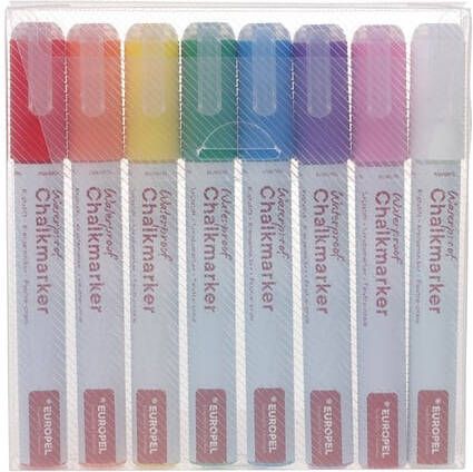 Europel Krijtstift watervast 3-6mm assorti etui 8 stuks