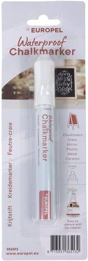 Europel Krijtstift watervast 3-6mm wit blister 1 stuk