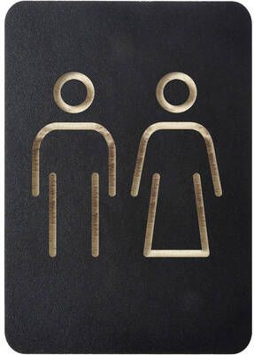 Europel Stijlvol zelfklevend "Man Vrouw" pictogrambord voor kantoor en horeca. Enkelzijdig gefreesd met een zwarte oppervlak. Uitgefrees