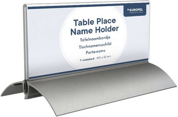 Europel Tafelnaambord 61x150mm acryl aluminium 2st