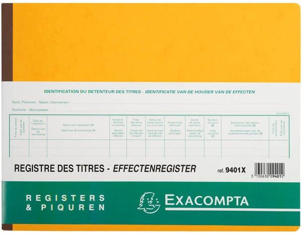 Exacompta effectenregister ft 24 x 32 cm tweetalig voor BV-SRL