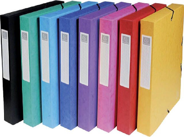 Exacompta elastobox Exabox 8 geassorteerde kleuren: geel rood roze paars blauw turquoise groen e...