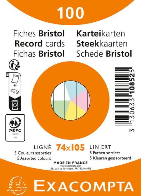 Exacompta Flashcard 74x105mm lijn 5 kleuren 100 vel