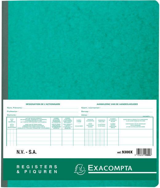 Exacompta Register Piqure aandeelhouder NV SA 250x320mm 80vel groen