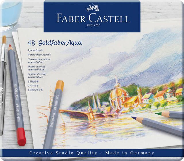 Faber Castell Kleurpotloden Faber-Castell Goldfaber aquarel blikÃƒÆ 48 stuks assorti