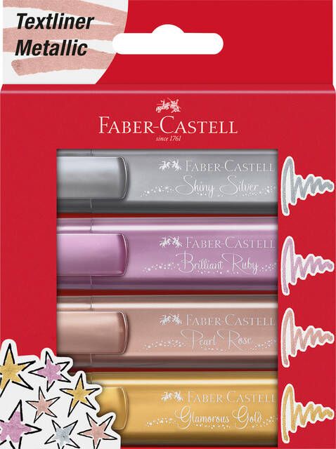 Faber Castell Markeerstift Faber-Castell metallic blisterÃƒ 4 stuks assorti