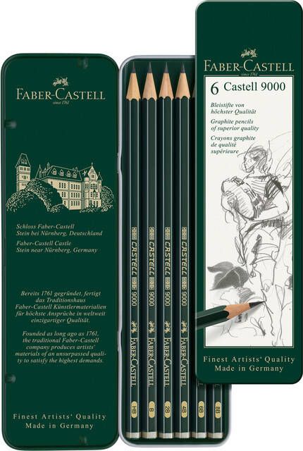 Faber Castell Potloden Faber-Castell Jumbo 9000 6 hardheden in blik