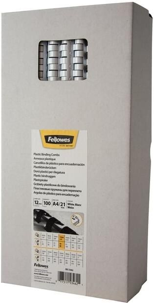 Fellowes Bindrug 12mm 21rings A4 wit 100 stuks - Foto 2