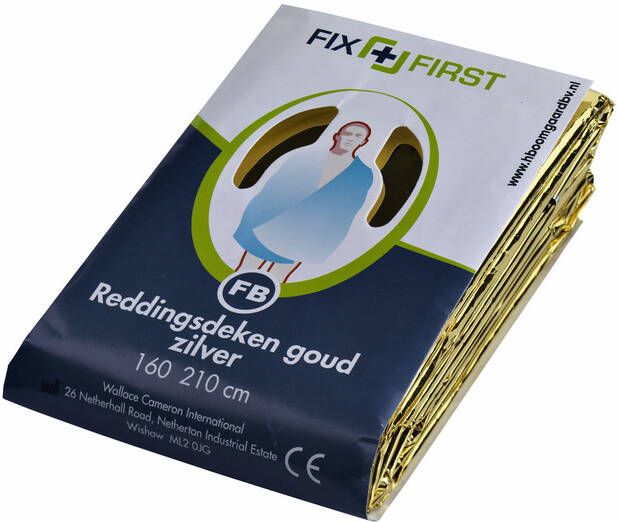 FixFirst Reddingsdeken folie 160x210cm zilver goud