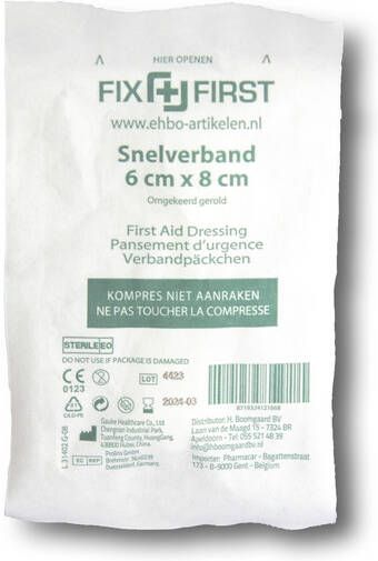 FixFirst Snelverband gerold 6x8cm 10 stuks