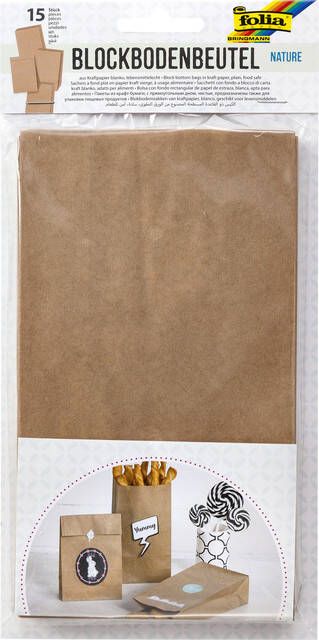 Folia Paper Blokzak kraft naturel foodsafe 12x6x21cm setÃƒ 15 stuks