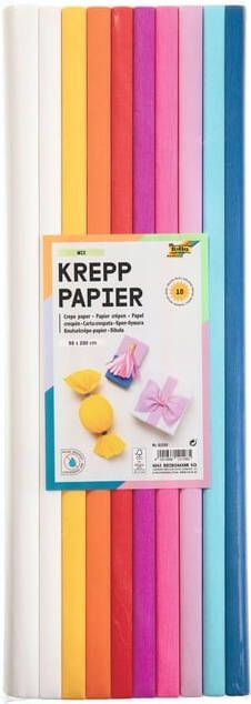 Folia crêpepapier 10 rollen ft 200 x 50 cm geassorteerde kleuren mix