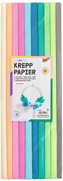 Folia crêpepapier 10 rollen ft 200 x 50 cm geassorteerde kleuren trend