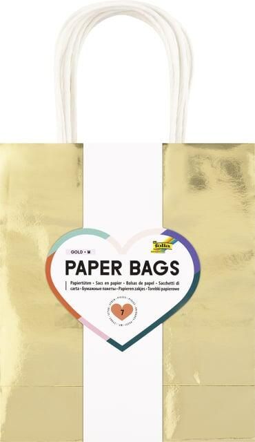 Folia Paper Cadeautas Folia goud kraft 18x21x8cm 7 stuks